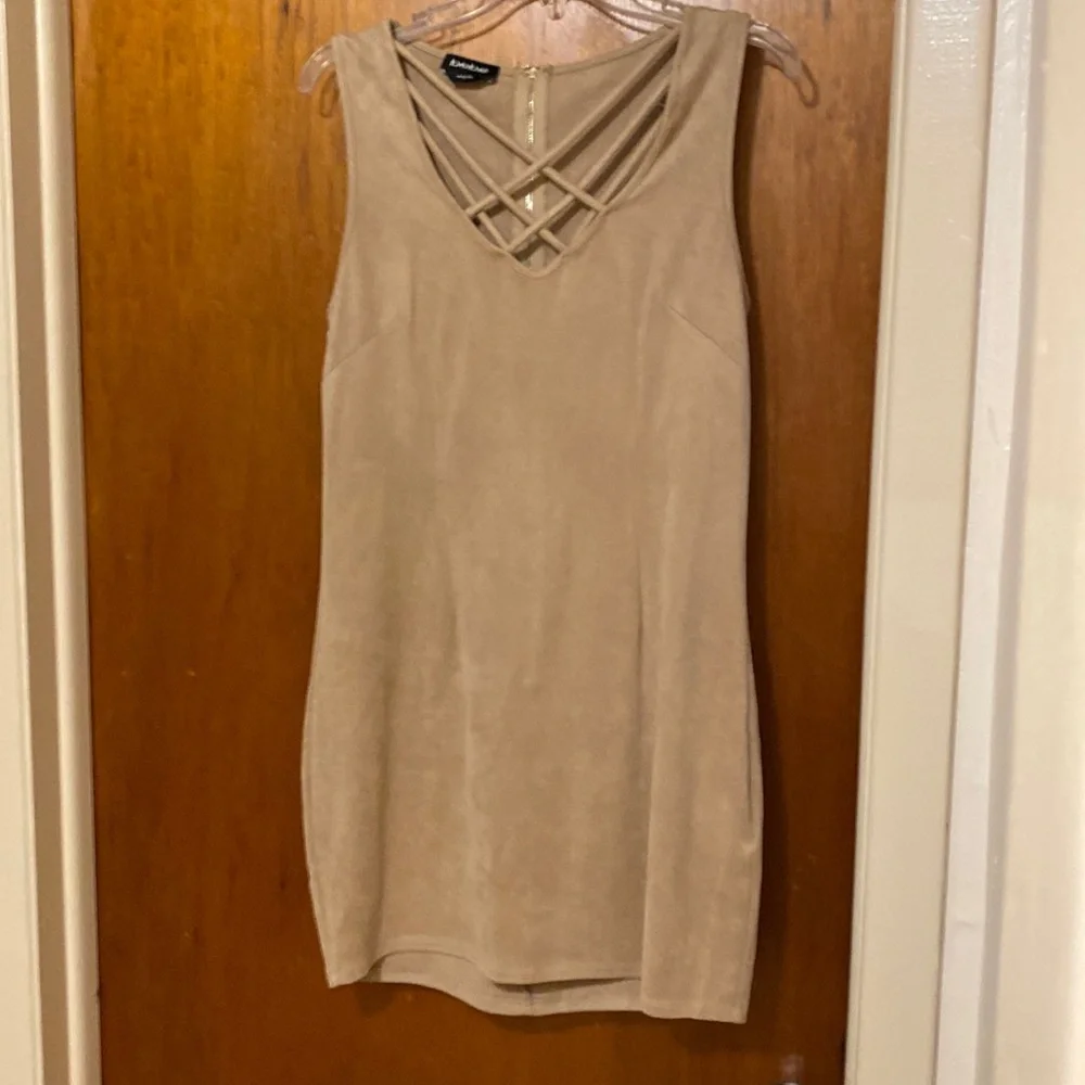Bebe tan faux suede mini dress, size large - Picture 1 of 7